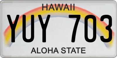 HI license plate YUY703