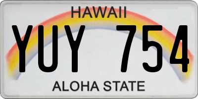 HI license plate YUY754