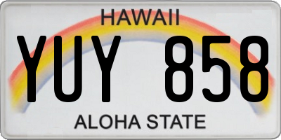HI license plate YUY858