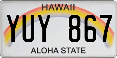 HI license plate YUY867