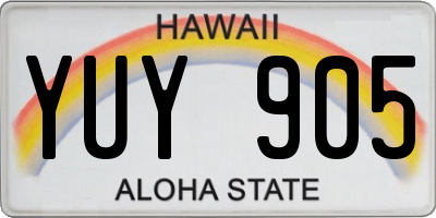 HI license plate YUY905