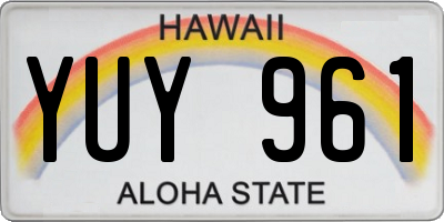 HI license plate YUY961