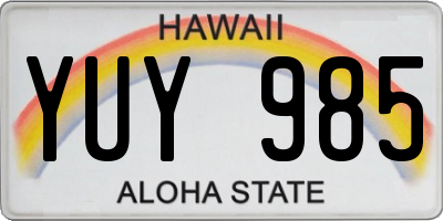 HI license plate YUY985