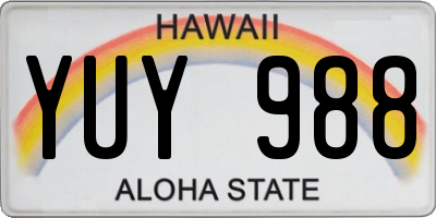 HI license plate YUY988