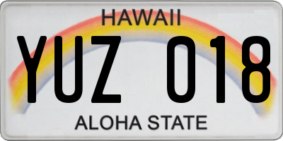 HI license plate YUZ018