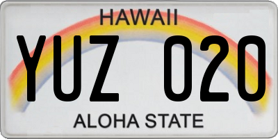 HI license plate YUZ020