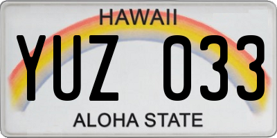 HI license plate YUZ033