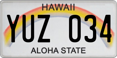 HI license plate YUZ034