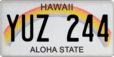 HI license plate YUZ244