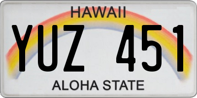 HI license plate YUZ451