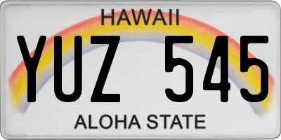HI license plate YUZ545