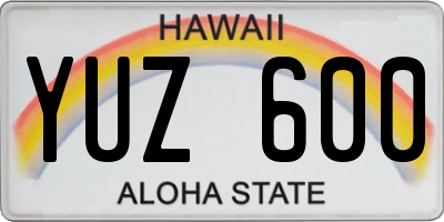 HI license plate YUZ600