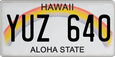 HI license plate YUZ640