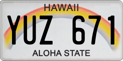HI license plate YUZ671