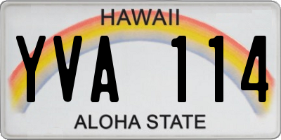HI license plate YVA114