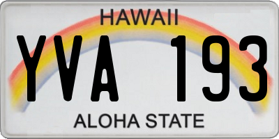 HI license plate YVA193