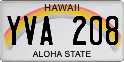 HI license plate YVA208