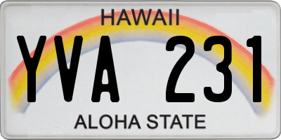 HI license plate YVA231