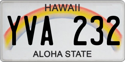 HI license plate YVA232