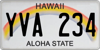 HI license plate YVA234