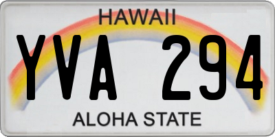 HI license plate YVA294