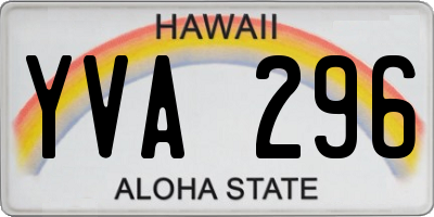 HI license plate YVA296