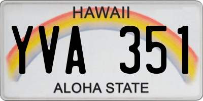 HI license plate YVA351