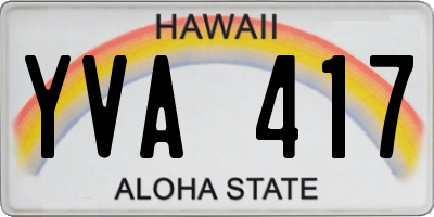 HI license plate YVA417