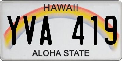 HI license plate YVA419