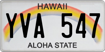 HI license plate YVA547
