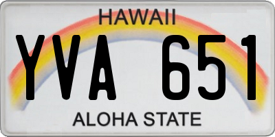 HI license plate YVA651