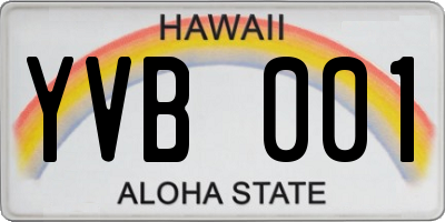 HI license plate YVB001
