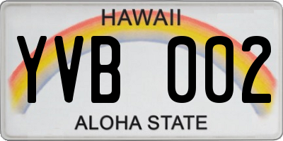 HI license plate YVB002