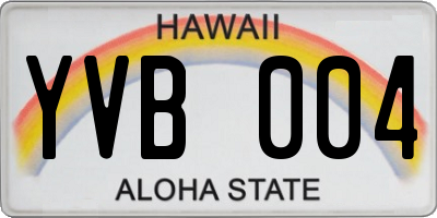 HI license plate YVB004