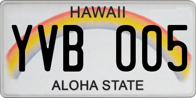 HI license plate YVB005