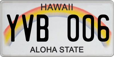 HI license plate YVB006