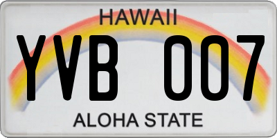 HI license plate YVB007