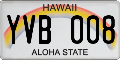 HI license plate YVB008