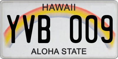 HI license plate YVB009
