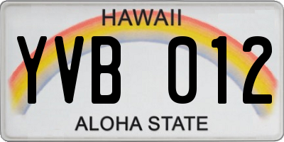 HI license plate YVB012