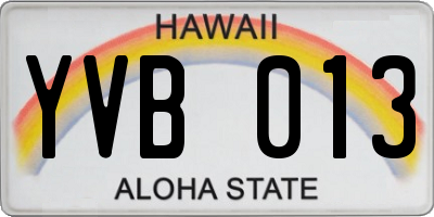 HI license plate YVB013