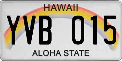 HI license plate YVB015