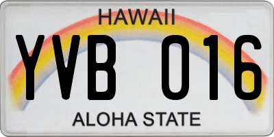HI license plate YVB016
