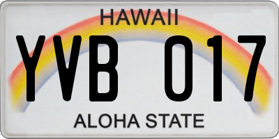 HI license plate YVB017