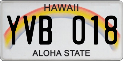 HI license plate YVB018