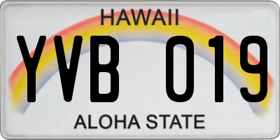HI license plate YVB019