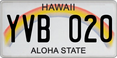 HI license plate YVB020