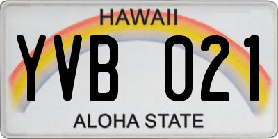 HI license plate YVB021