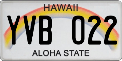 HI license plate YVB022