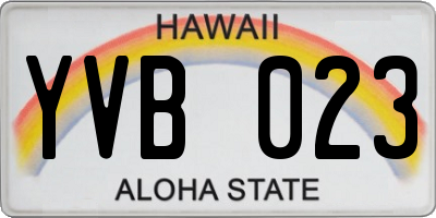 HI license plate YVB023